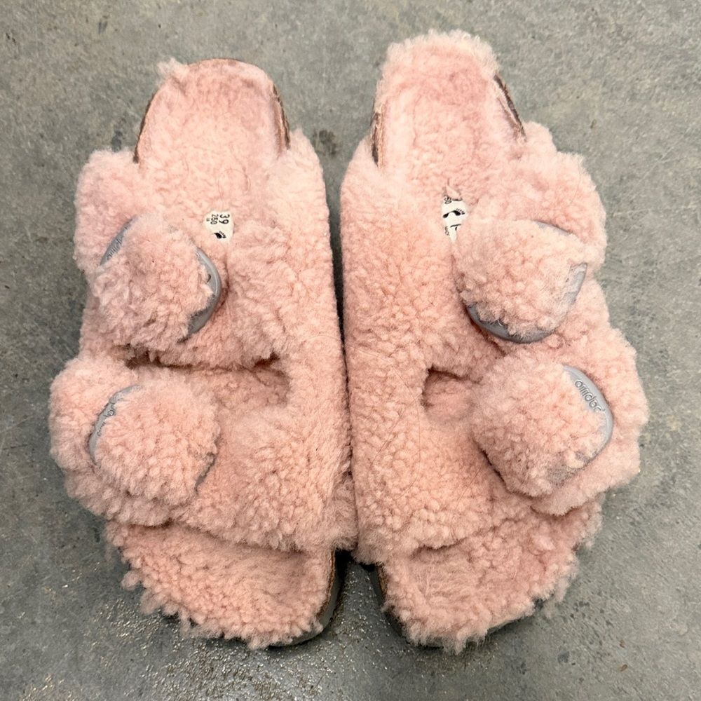 Birkenstock Pink Fuzzy Sandals